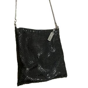 Vintage Whiting & Davis Black Metal Mesh Chainlink Crossbody Purse